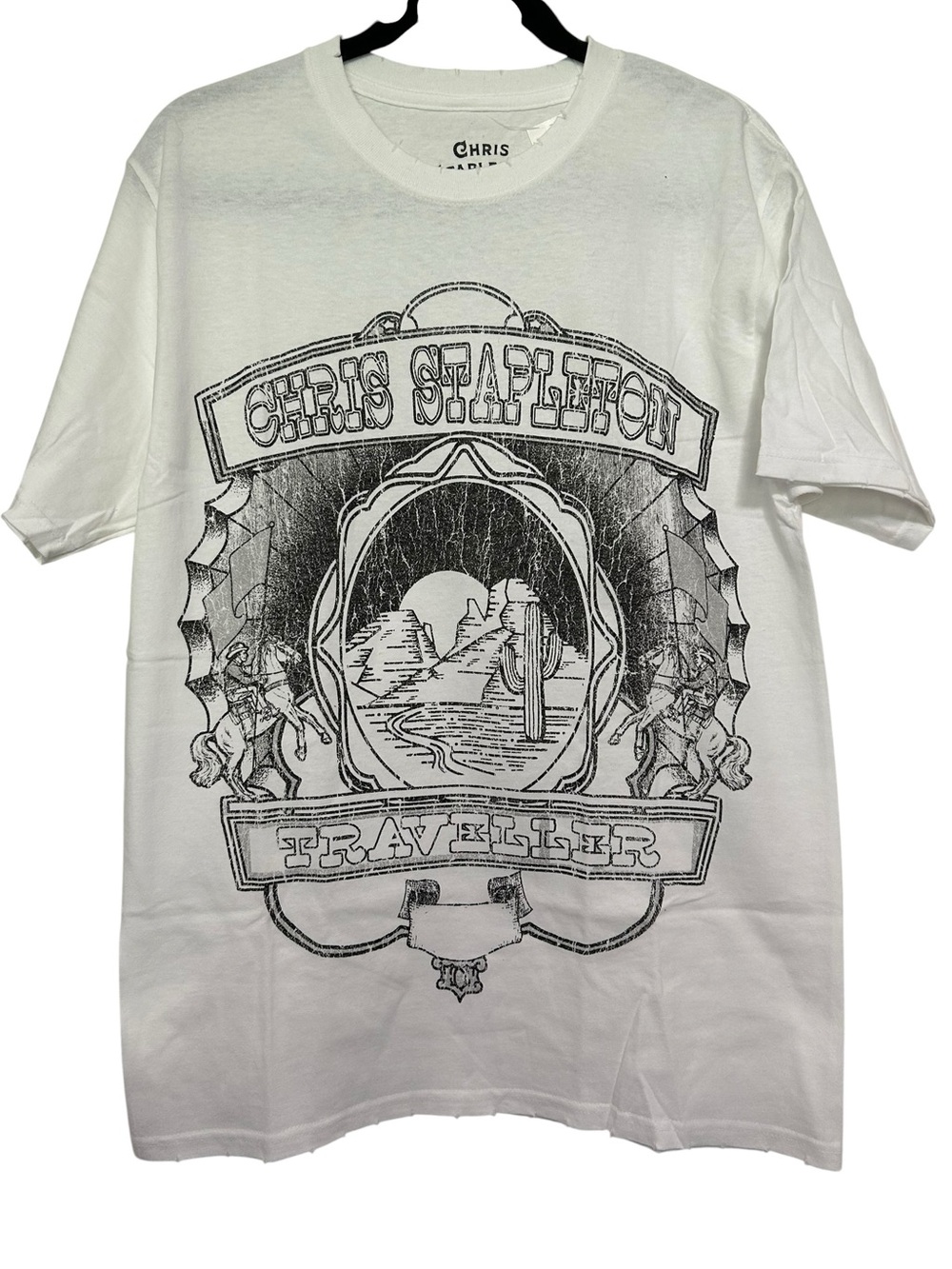 Chris Stapleton Traveller Graphic Band Tee White Distressed Shirt Unisex Small